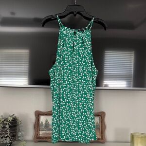 Papermoon Emerald Green Leaf-Print Spaghetti Strap Top
